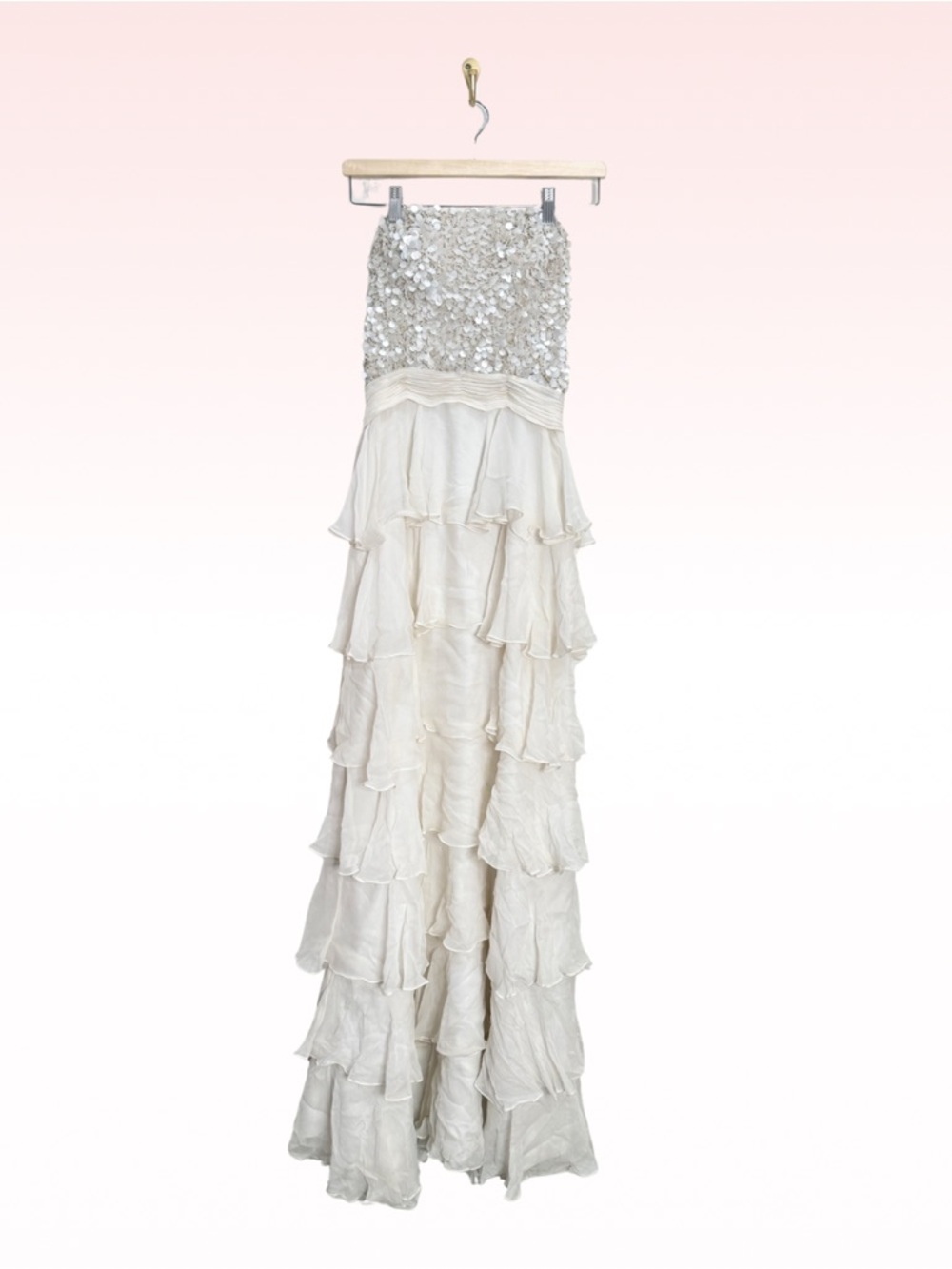SCALA Vintage Beaded Ruffle Silk Gown (Sz 4)